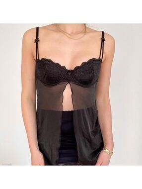 Vintage Roselle by La Vie en Rose Lace mesh babydoll top 1990s y2k‎ Size Small